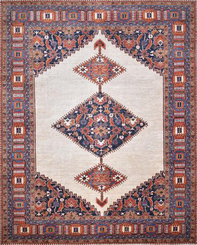 Khyber Heriz Tan & Rust, 9′2″ × 11′3″