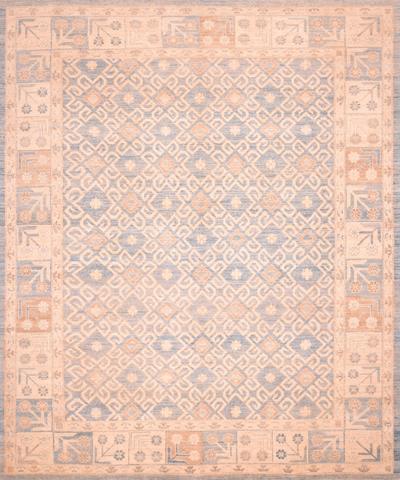 Peshawar Khotan Blue & Ivory, 8′2″ × 9′8″