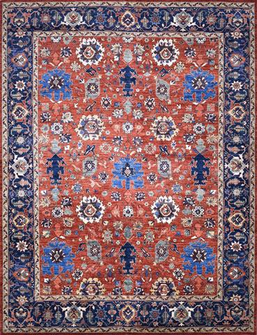 Khyber Tabriz Rust & Navy, 9′0″ × 11′9″