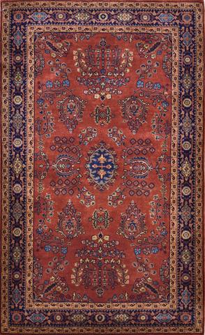 Ferahan Sarouk Rust/Navy, 3′0″ × 5′0″