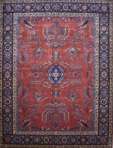 Ferahan Sarouk Rust & Navy, 9′1″ × 11′10″
