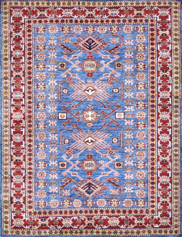 Super Kazak Grey/Red, 4′1″ × 5′4″
