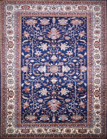 Super Kazak Blue & Ivory, 10′1″ × 13′2″