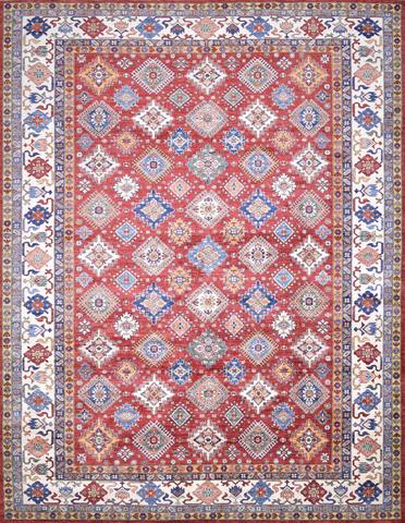 Super Kazak Red & Beige, 8′11″ × 11′7″