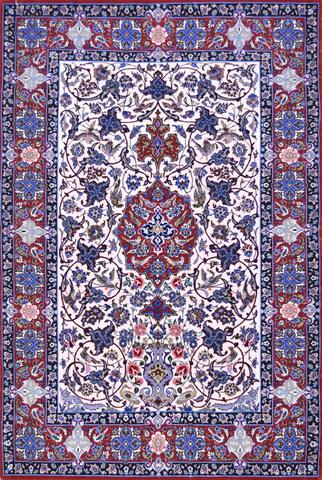 Persian Isfahan Ivory/Red, 3′7″ × 5′7″