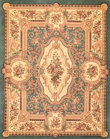 160 Lines Aubusson AU-20 Teal, 7′9″ × 9′9″