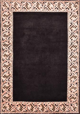 Floral Black & Ivy Lattice, 5′3″ × 8′6″
