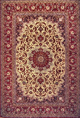 Isfahan Ivory / Red, 6′8″ × 9′10″