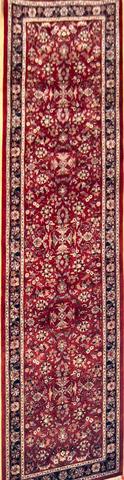 Sarouk Red / Navy, 2′7″ × 10′0″